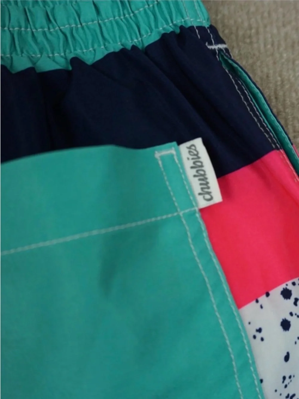 chubbies Aqua Swim Shorts with Teal Elastic Waistband